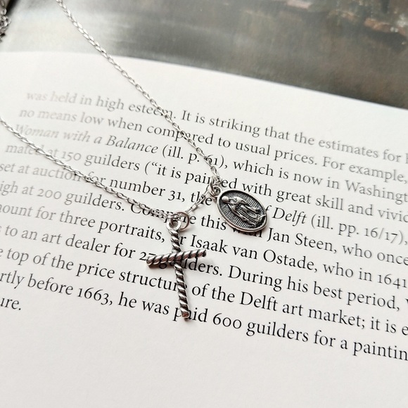 Sterling Silver Virgin Mary Cross Necklace - Picture 3 of 6